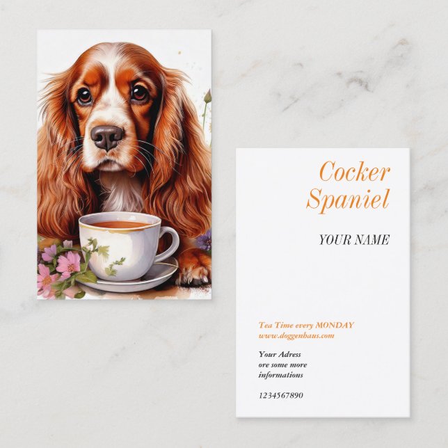 Cocker Spaniel schwarz weiß Visitenkarte (Vorne/Hinten)