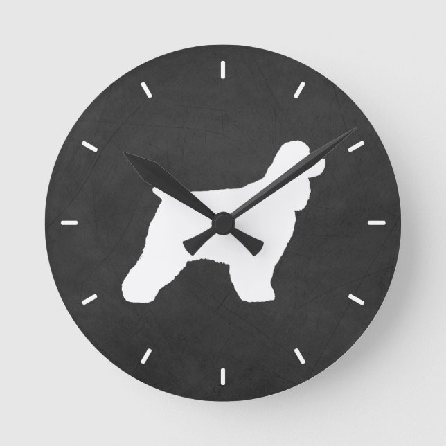 Cocker Spaniel Silhouette Runde Wanduhr (Vorderseite)