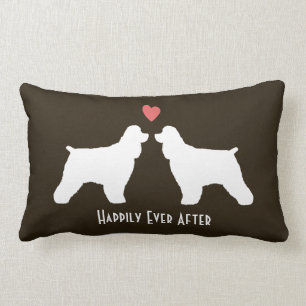 Cocker Spaniel Silhouetten mit Herz und Text Lendenkissen