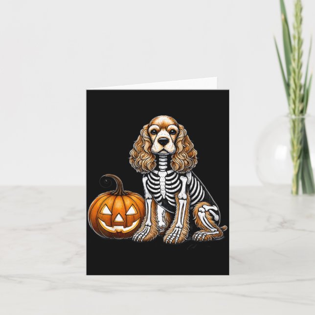 Cocker Spaniel Skelett Jack O Lantern Lustiger Hun Karte (Vorderseite)