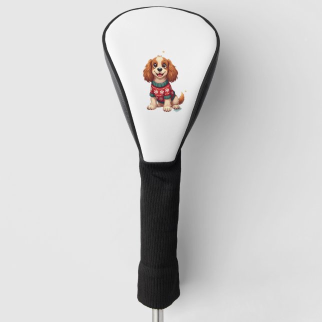 Cocker Spaniel Snowflake Glow Hund Golf Headcover (Vorderseite)