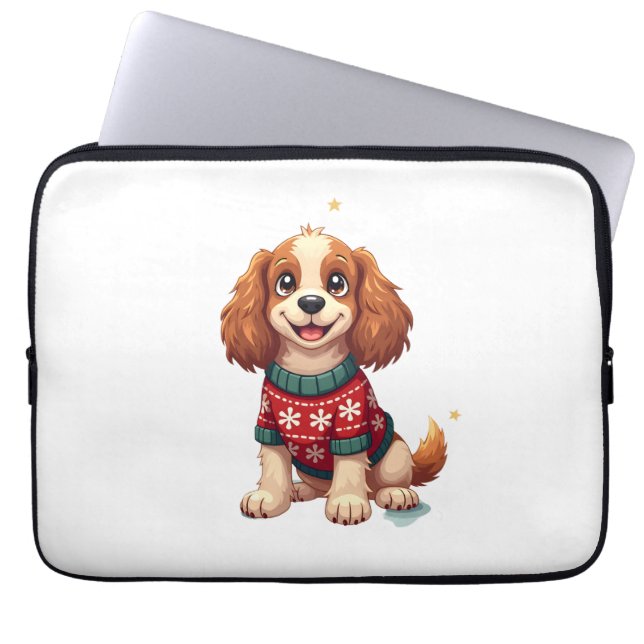 Cocker Spaniel Snowflake Glow Hund Laptopschutzhülle (Vorderseite)