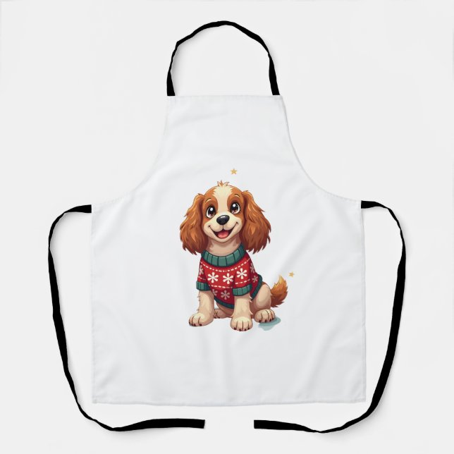 Cocker Spaniel Snowflake Glow Hund Schürze (Vorderseite)