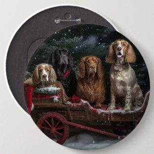 Cocker Spaniel Snowy Sleigh Weihnachtsdekor Button