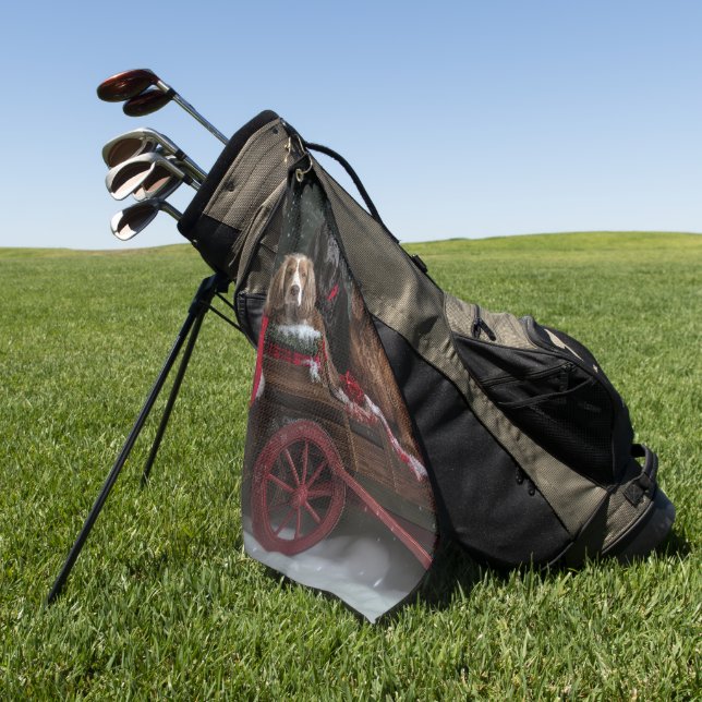 Cocker Spaniel Snowy Sleigh Weihnachtsdekor Golfhandtuch (Gras)