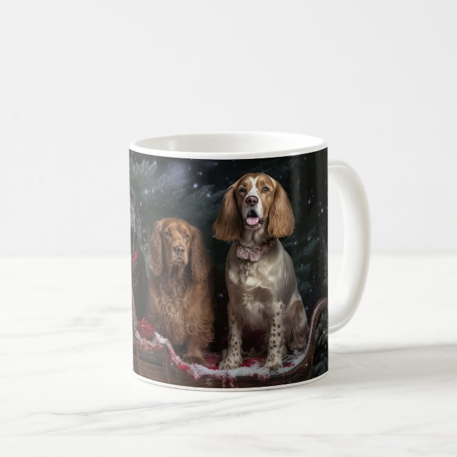 Cocker Spaniel Snowy Sleigh Weihnachtsdekor Kaffeetasse (VorderseiteRechts)