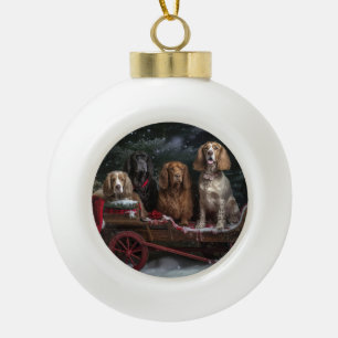 Cocker Spaniel Snowy Sleigh Weihnachtsdekor Keramik Kugel-Ornament