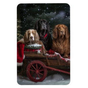Cocker Spaniel Snowy Sleigh Weihnachtsdekor Magnet