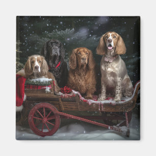 Cocker Spaniel Snowy Sleigh Weihnachtsdekor Magnet