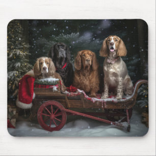 Cocker Spaniel Snowy Sleigh Weihnachtsdekor Mousepad