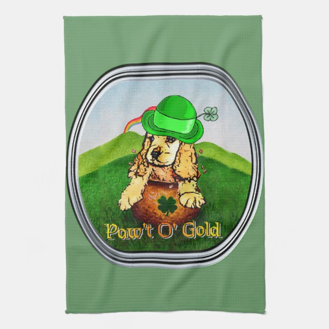 Cocker Spaniel St Patricks Day Geschirrtuch (Vertikal)