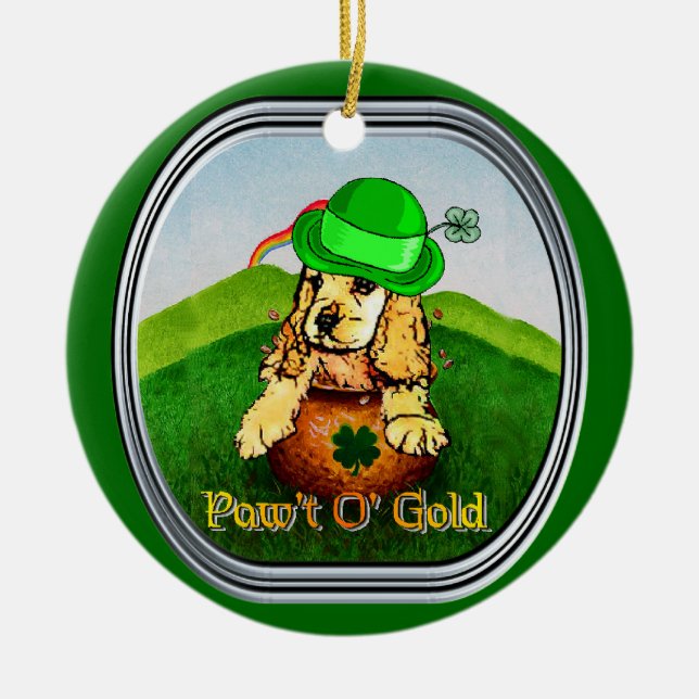 Cocker Spaniel St Patricks Day Keramik Ornament (Vorne)