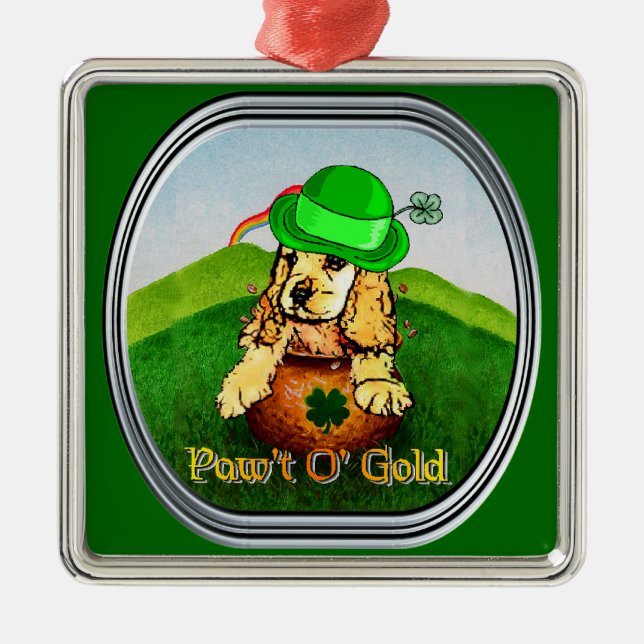 Cocker Spaniel St Patricks Day Ornament Aus Metall (Vorne)
