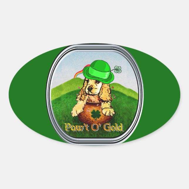 Cocker Spaniel St Patricks Day Ovaler Aufkleber (Vorderseite)
