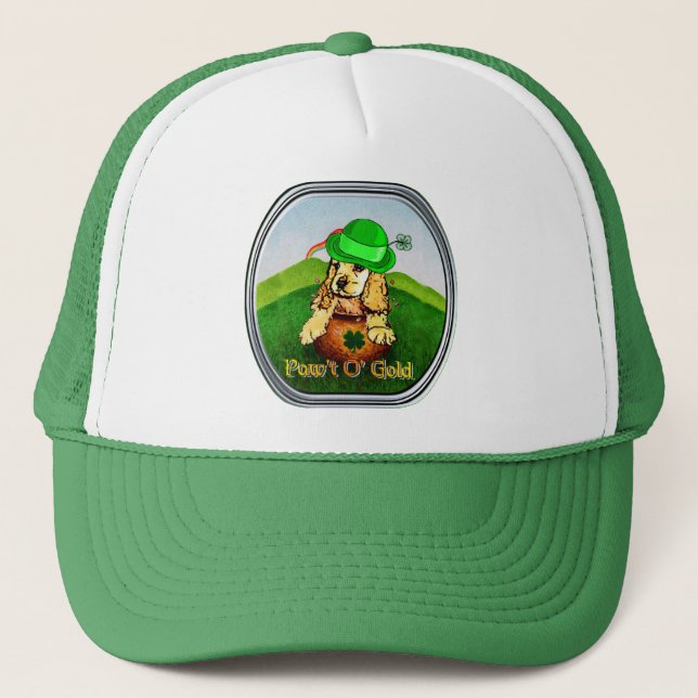 Cocker Spaniel St Patricks Day Truckerkappe (Vorderseite)