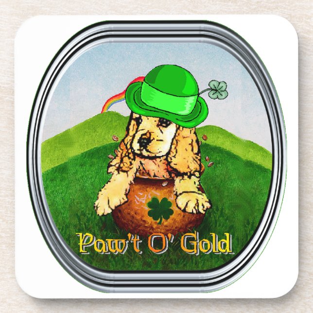 Cocker Spaniel St Patricks Day Untersetzer (Vorderseite)