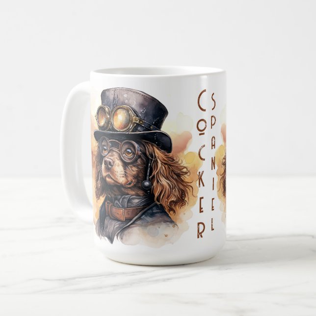 Cocker Spaniel Steampunk-Hund Kaffeetasse (Vorderseite Links)