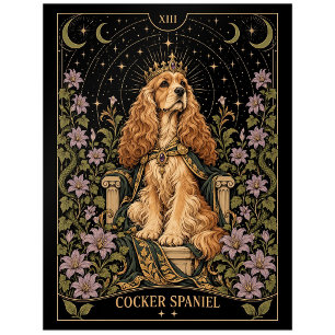 Cocker Spaniel, Sternen-Tarot-Kunst Postkarte