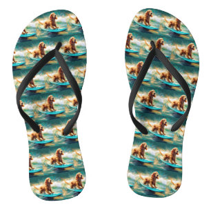 Cocker Spaniel Strand Surfen Malerei Flip Flops