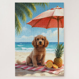 Cocker Spaniel Strandentspannungsszene Puzzle