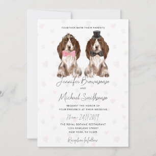 Cocker Spaniel Thema Pfoten Herz-Hund Hochzeit Einladung