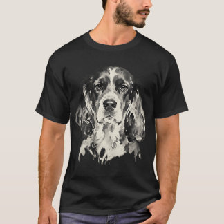 Cocker Spaniel Tintenmalerei Nahaufnahme T-Shirt