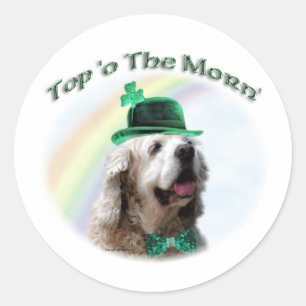 Cocker Spaniel Top of the Morn'; St. Patrick's Day Runder Aufkleber