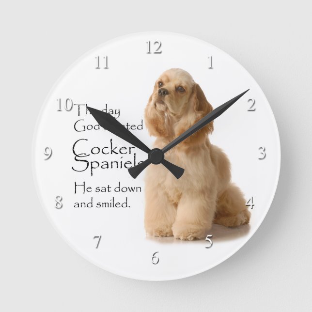 Cocker spaniel-Uhr Runde Wanduhr (Vorderseite)