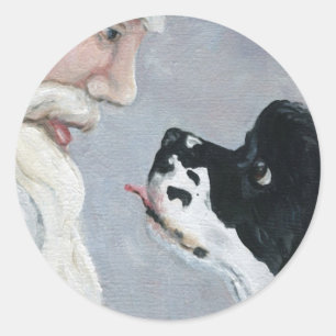 Cocker spaniel und Weihnachtsmann-Kunst-Aufkleber Runder Aufkleber