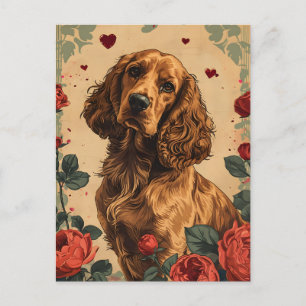 Cocker Spaniel Valentinstag im Vintage-Stil Postkarte