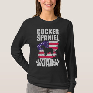Cocker Spaniel Vater Dog Lover American US Flag T-Shirt