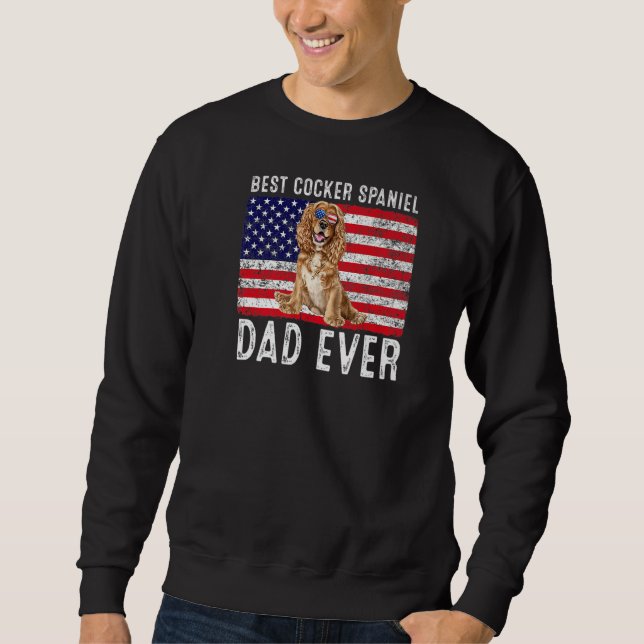Cocker Spaniel Vater Usa American Flag Cocker Span Sweatshirt (Vorderseite)