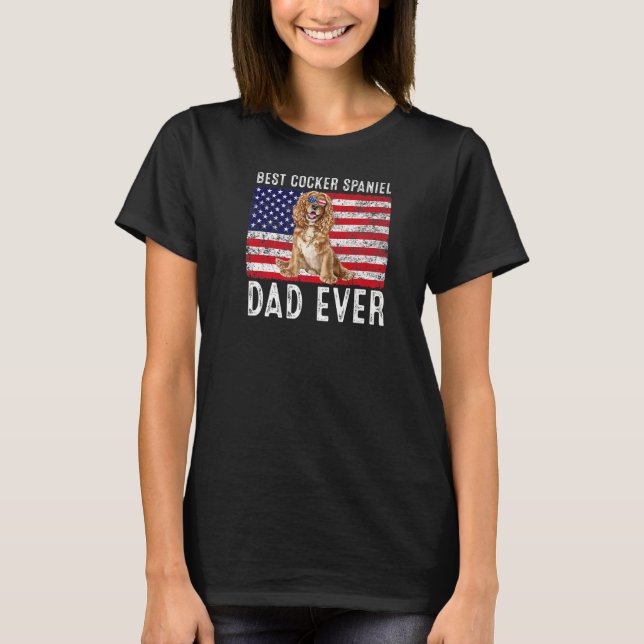 Cocker Spaniel Vater Usa American Flag Cocker Span T-Shirt (Vorderseite)