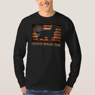 Cocker Spaniel Vater Vintag American Flag Patrioti T-Shirt