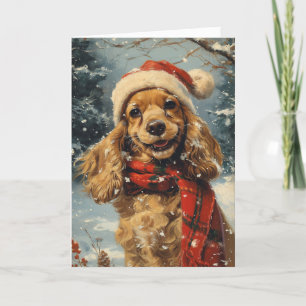 Cocker Spaniel vintage personalisiertes Weihnachte Feiertagskarte