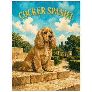 Cocker Spaniel, Vintage Wasserfarben-Hundekunst Postkarte
