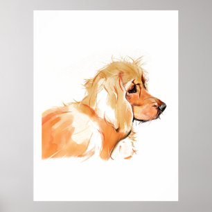 Cocker Spaniel Wandkunst, Aquarellmalerei Poster