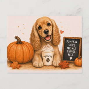 Cocker Spaniel Warmer Kürbis-Gewürz-Puppaccino Postkarte