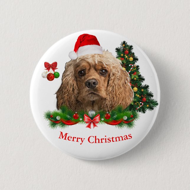 Cocker Spaniel Weihnachten Knopf Button (Vorderseite)
