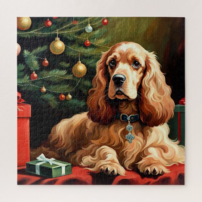 Cocker Spaniel Weihnachten Puzzle (Vertikal)