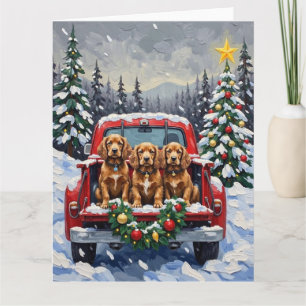 Cocker Spaniel Weihnachten Rotes Lastwagen Ferien Karte