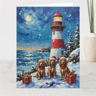 Cocker Spaniel Weihnachts-Leuchtturm-Feiertag Karte