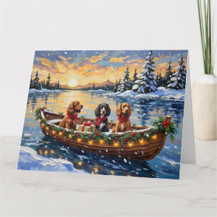 Cocker Spaniel Weihnachtsboot Urlaub Karte