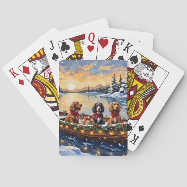Cocker Spaniel Weihnachtsboot Urlaub Spielkarten (Rückseite)