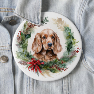 Cocker Spaniel Weihnachtsfeier Festliche Jungfrau Button