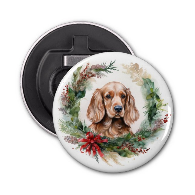 Cocker Spaniel Weihnachtsfeier Festliche Jungfrau Flaschenöffner (Vorderseite)