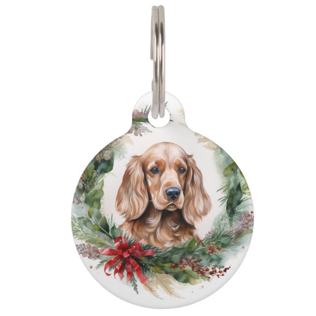 Cocker Spaniel Weihnachtsfeier Festliche Jungfrau Haustiermarke (Vorderseite)