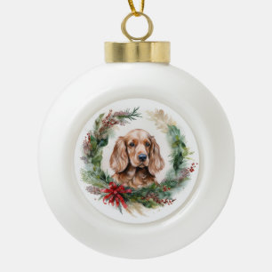 Cocker Spaniel Weihnachtsfeier Festliche Jungfrau Keramik Kugel-Ornament
