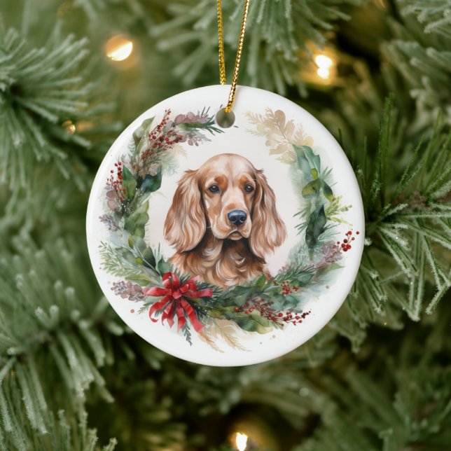 Cocker Spaniel Weihnachtsfeier Festliche Jungfrau Keramik Ornament (Baum)
