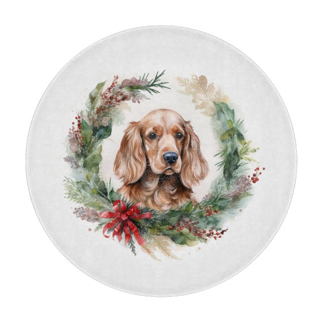 Cocker Spaniel Weihnachtsfeier Festliche Jungfrau Schneidebrett (Vorderseite)